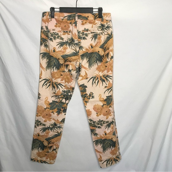Anthropologie Chino Pants Sz 27 Relaxed Ankle Length Birds Foliage Botanical GUC - Picture 9 of 15